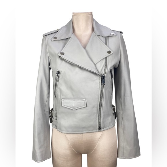 WALTER BAKER Liz Lambskin Leather Motorcycle Jacket Small - Picture 2 of 13